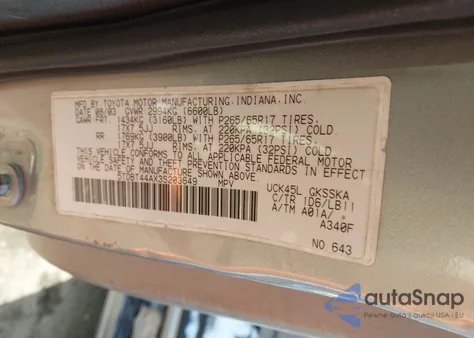 2003 Toyota Sequoia Sr5 V8 from USA, damaged, VIN 5TDBT44AX3S203649